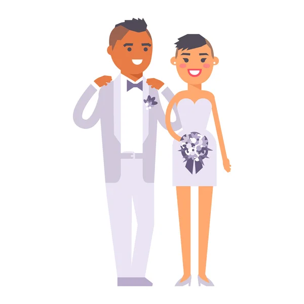 Casamento casal vetor pessoas —  Vetores de Stock