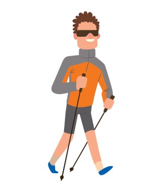 Nordik yürüyüş spor vektör karakter