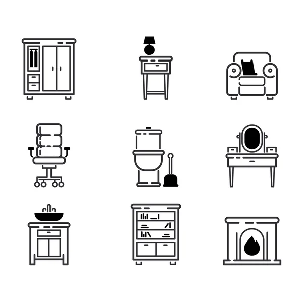 Iconos de muebles vector ilustración . — Vector de stock