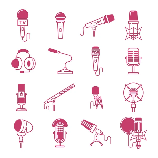 Different microphones types vector icons — Stock Vector