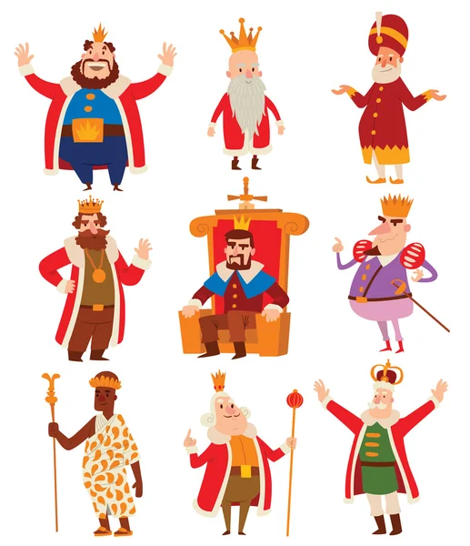 Kings cartoon vector set. — Stock Vector