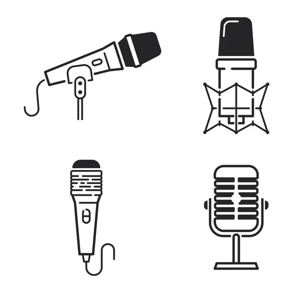 Différents types de microphones icônes vectorielles — Image vectorielle