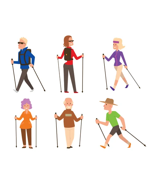 Nordic walking sport vector mensen — Stockvector