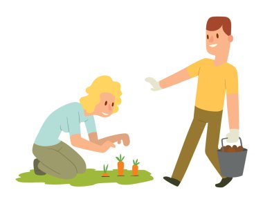 Bahçe hasat insanlar karakter vektör