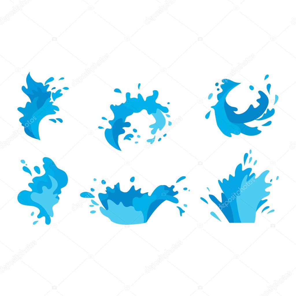 Water splashes vector set