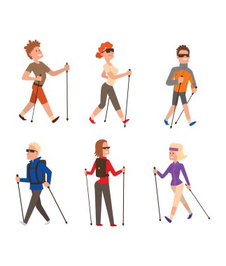 Nordic walking sport vector people