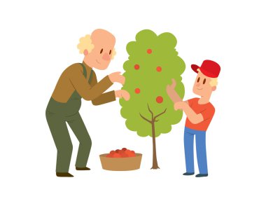 Bahçe hasat insanlar karakter vektör