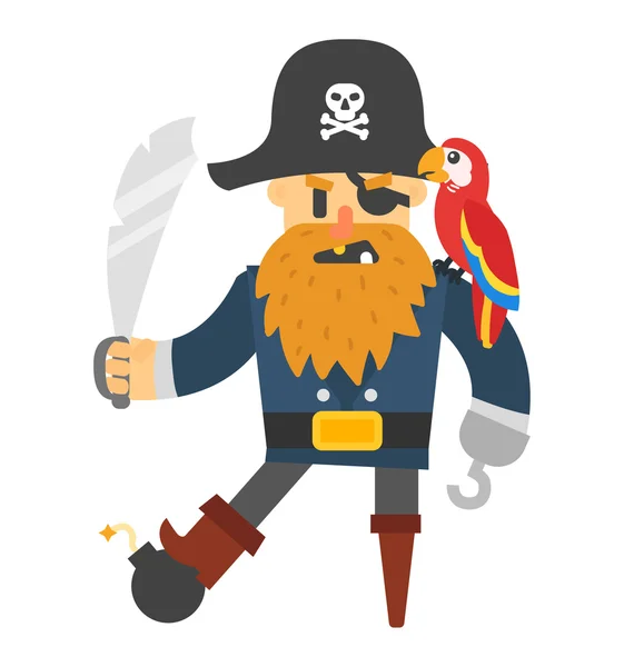 Pirate vector stripfiguur — Stockvector