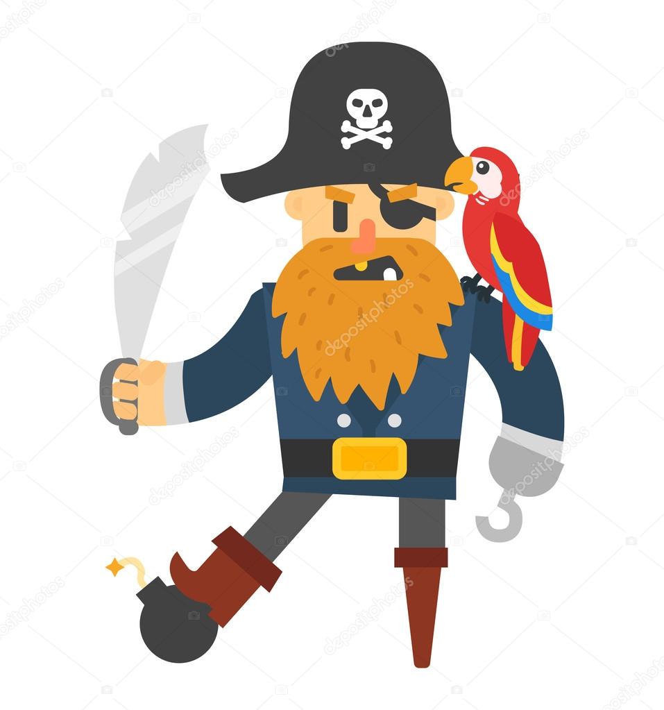 Cartoon pirate vector character