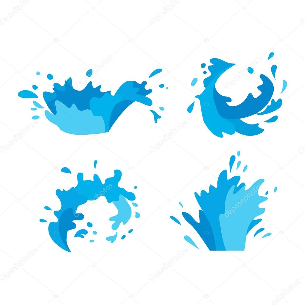 Water splashes vector set