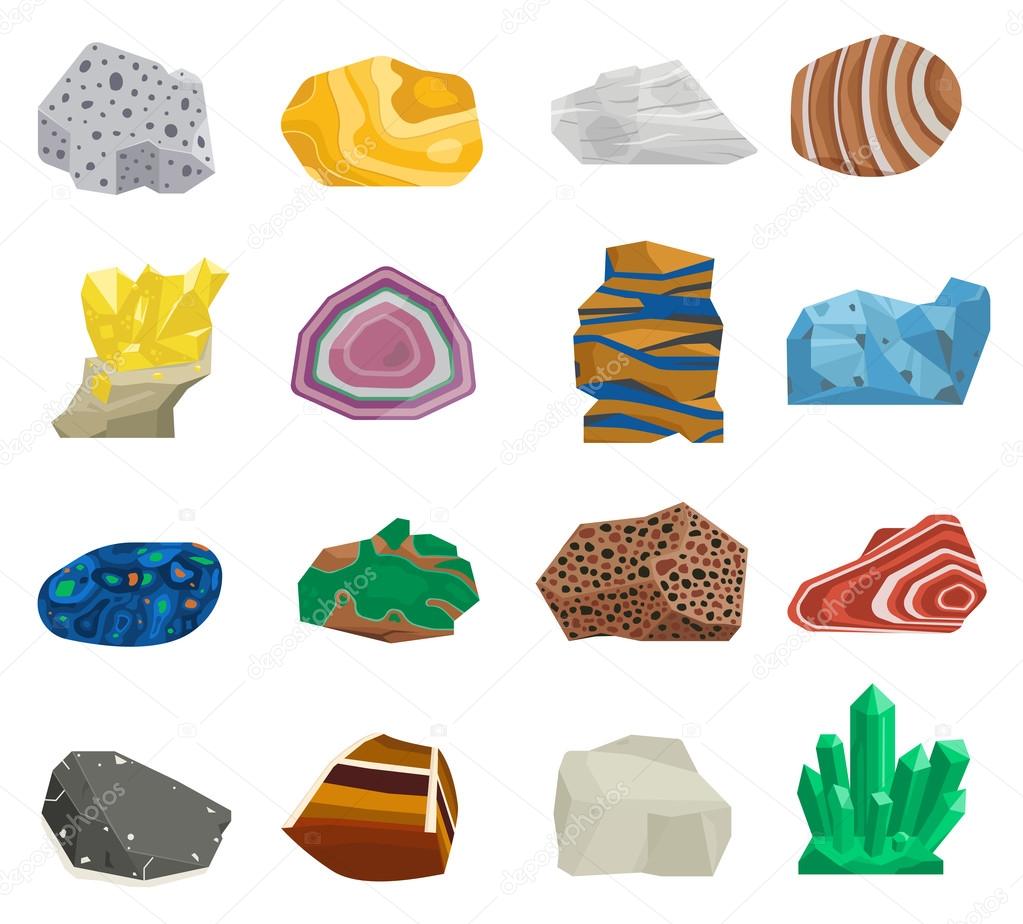 Mineral stone vector set.
