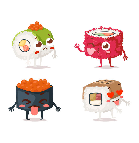 Sushi character vector isolated