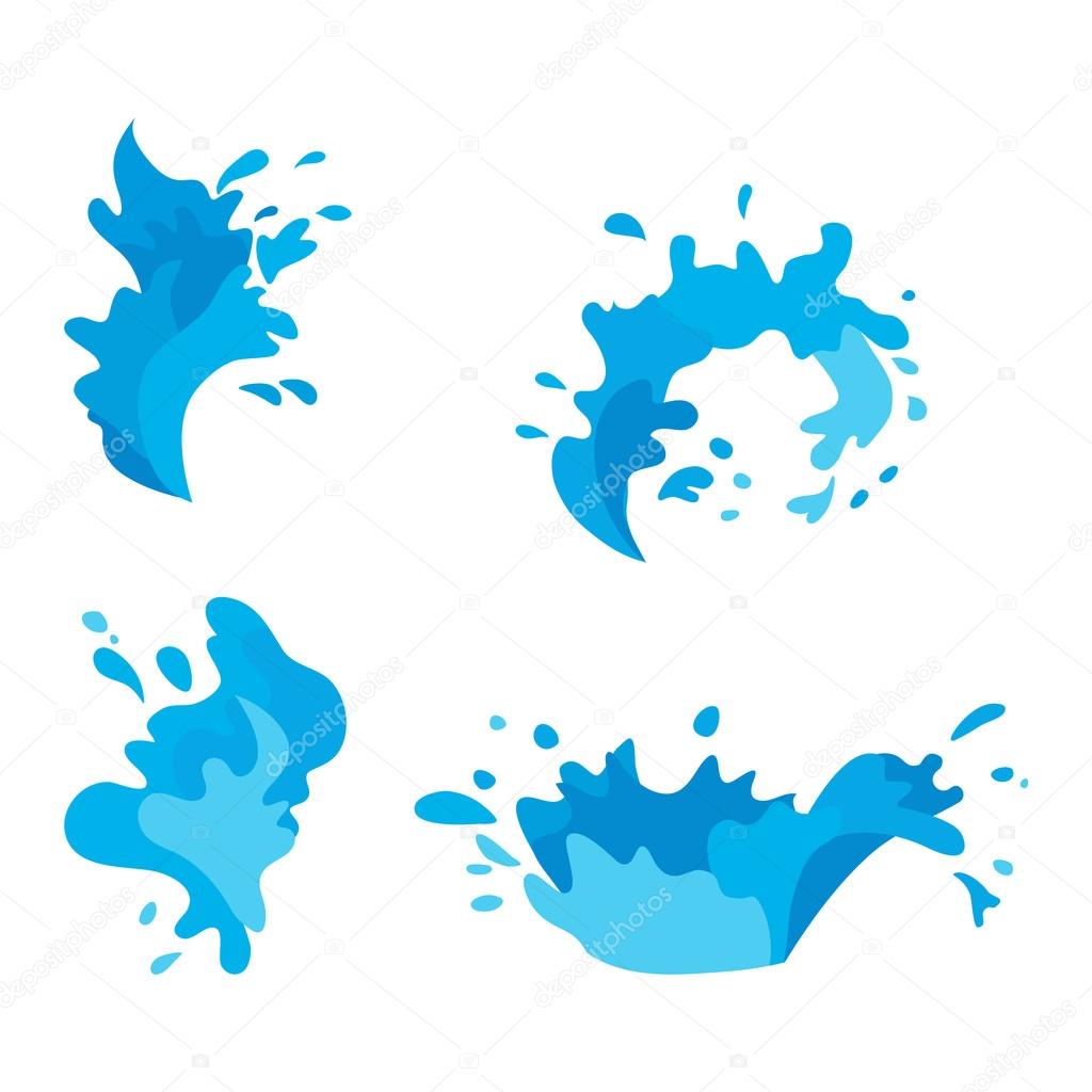 Water splashes vector set