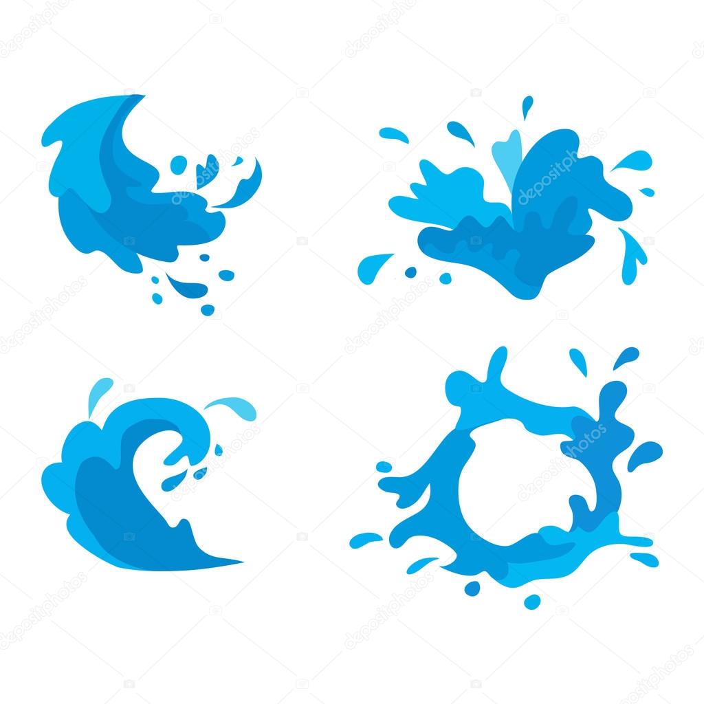 Water splashes vector set