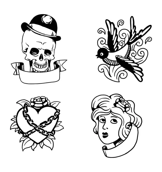 Tatuagem Estúdio Velha Escola Desenhos Crânio No Fogo Emblema Vector  Ilustração Design Gráfico Royalty Free SVG, Cliparts, Vetores, e  Ilustrações Stock. Image 122742523