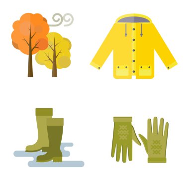 Sonbahar giysileri öğe koleksiyonu