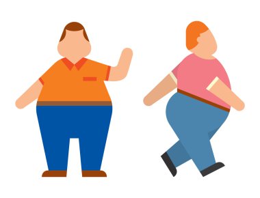 Şişman insan siluet vektör düz