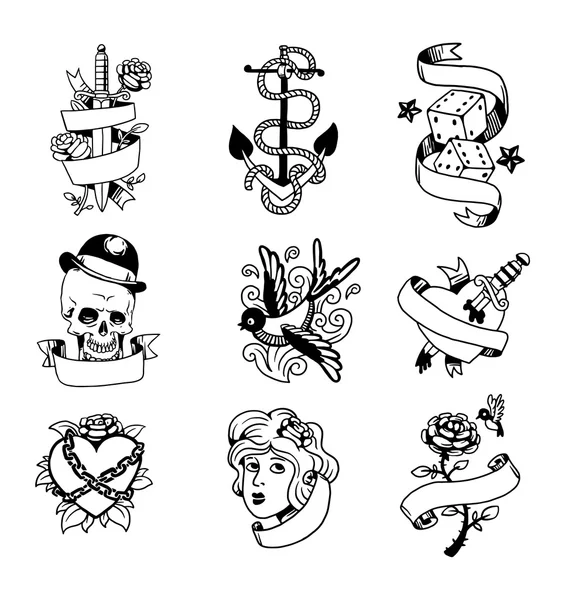 Ilustração de vetor de tatuagem vintage antigo —  Vetores de Stock