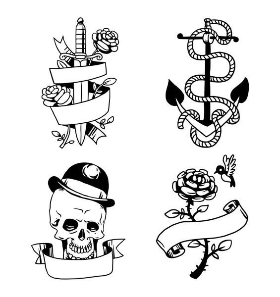 Oude vintage tattoo vectorillustratie — Stockvector