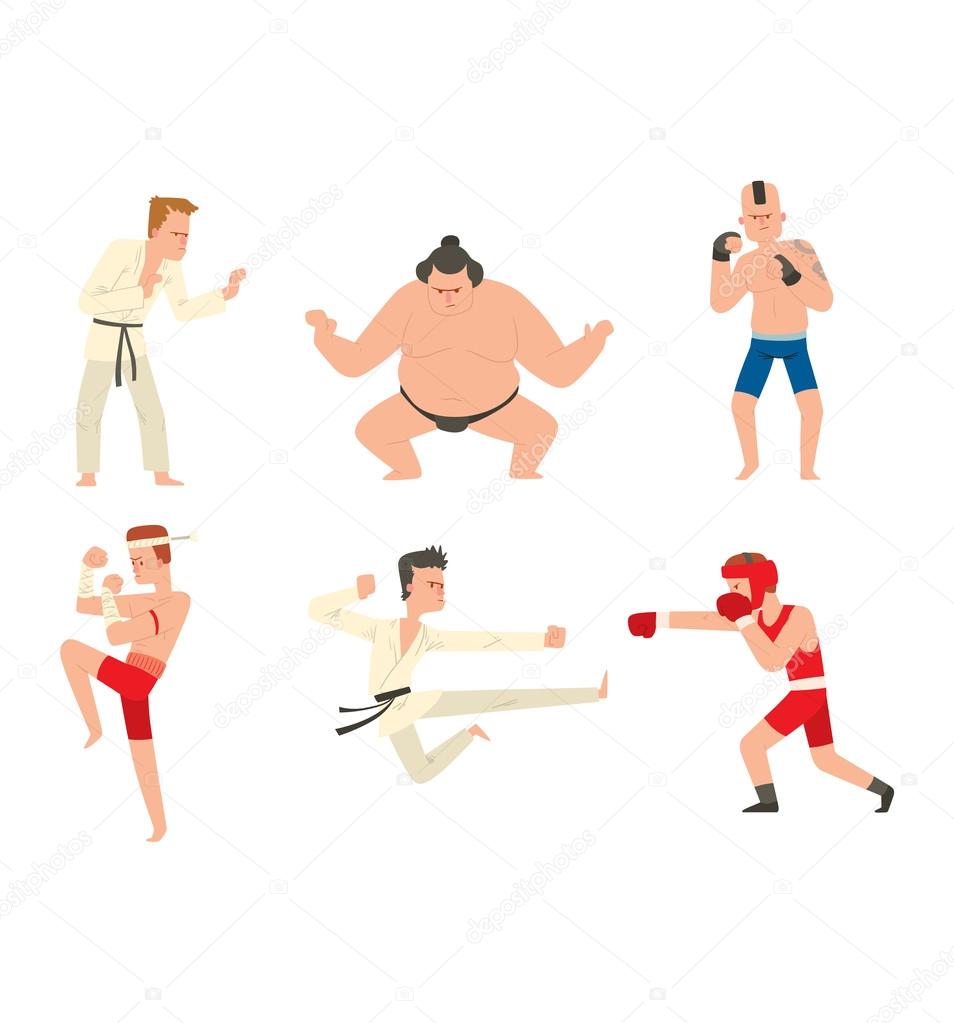 Fighters people vector set.