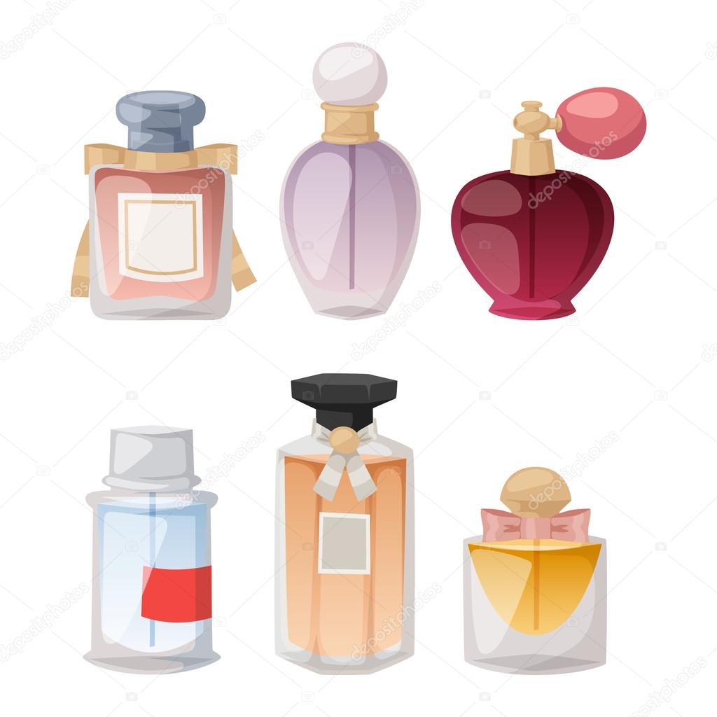 Perfume bottle vector set.
