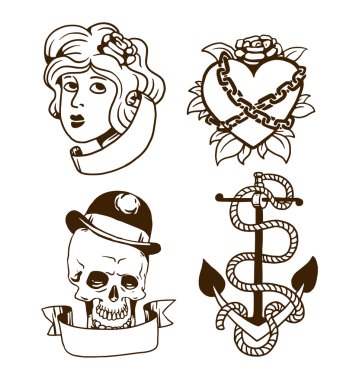 Eski vintage dövme vektör çizim