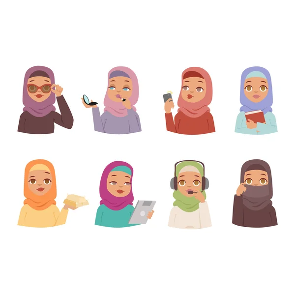 Ensemble vectoriel femme arabe . — Image vectorielle
