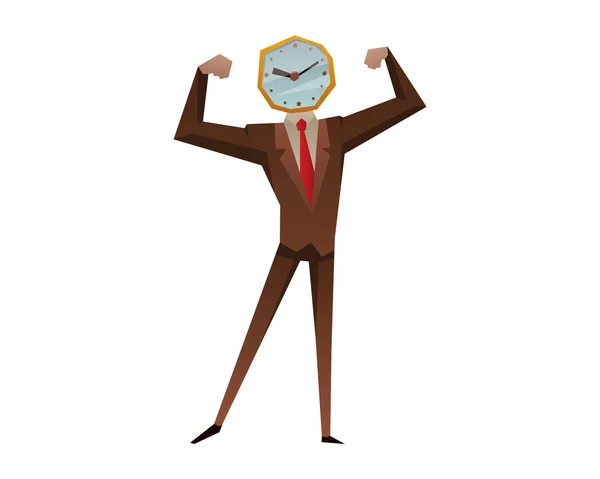 Hombre de negocios reloj cabeza vector ilustración — Vector de stock