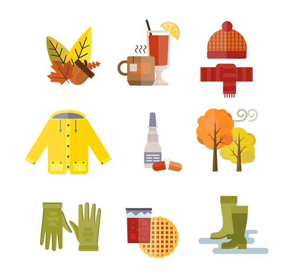 Collection of autumn clothes items — Stock Vector