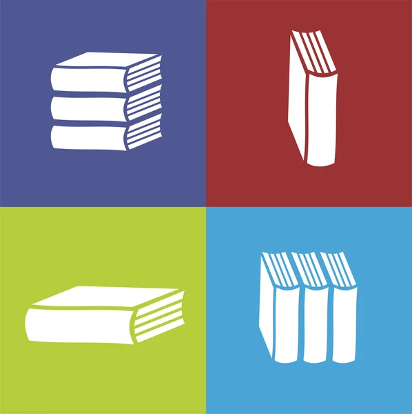 Libros iconos planos — Vector de stock