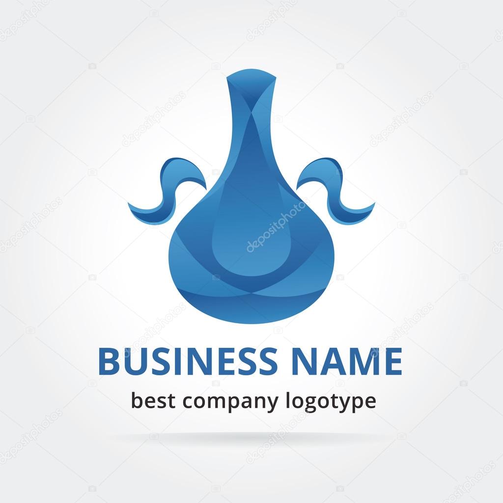 Pitcher logotype isolated on white. Key ideas is fresh water, museum, drink