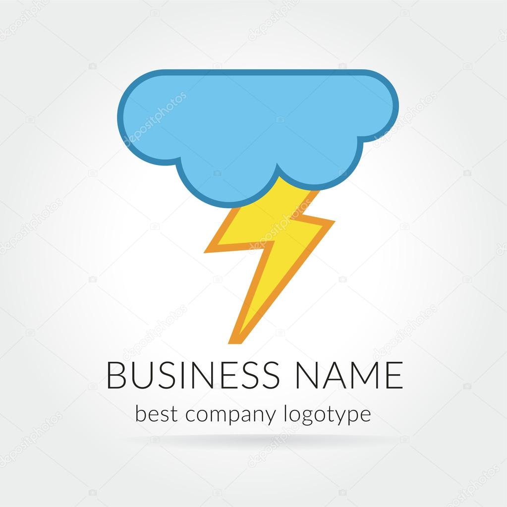 Colored lightning logo logotype with cloud