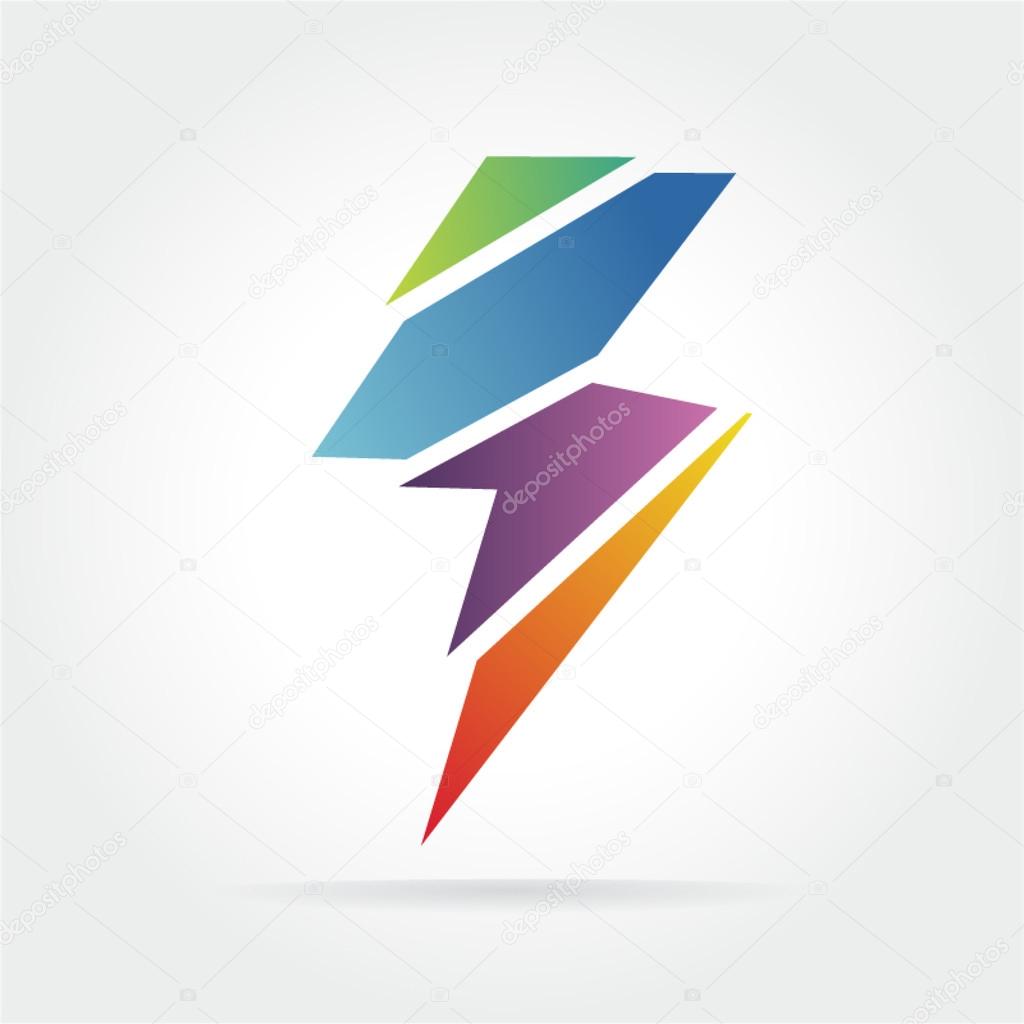 Colored lightning logo icon for great design