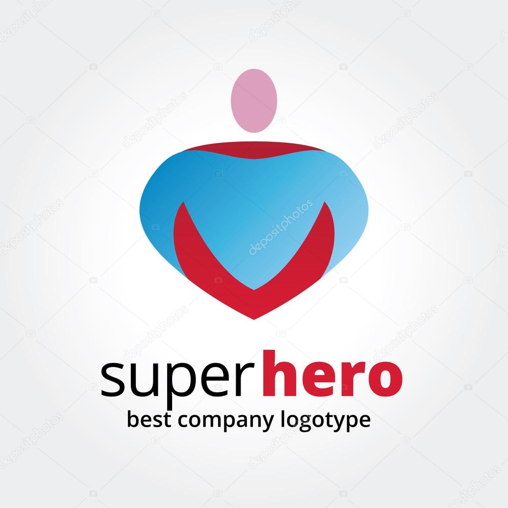 Abstract vector super hero logotype concept isolated on white background. Key ideas is business, team, sport, command, leadership, boss. Concept for corporate identity and branding