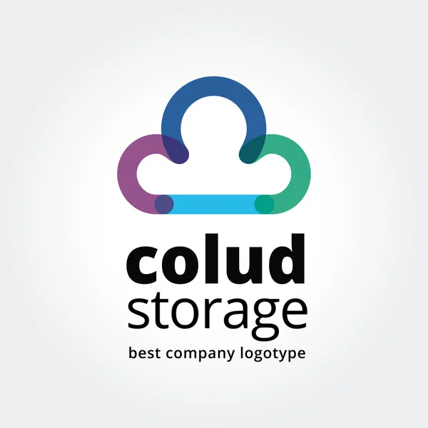 Concetto astratto di logotipo di cloud storage vettoriale isolato su sfondo bianco. Le idee chiave sono business, abstract, cloud, storage, natura, team e design. Concetto di corporate identity e branding — Vettoriale Stock