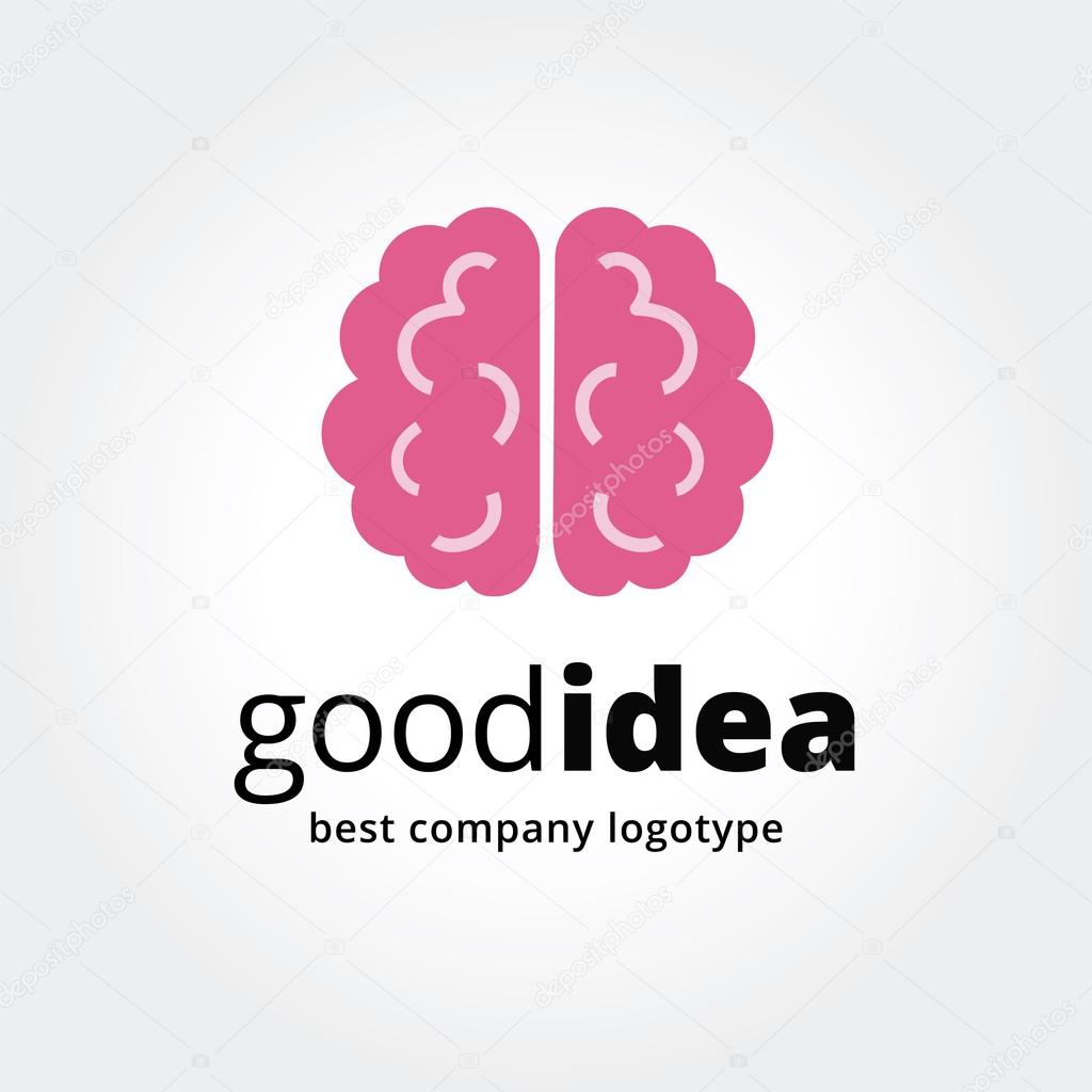 Abstract vector brain logotype concept isolated on white background. Key ideas is business, smart, thinking, brainstorm, design, education, health. Concept for corporate identity and branding