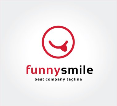 Komik gülümseme vektör logo simge kavramı. Marka ve kurumsal tasarım logo şablonu