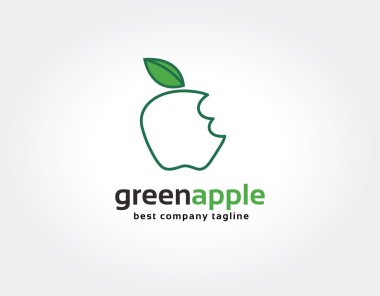 Isırıldı yeşil elma vektör logo simge kavramı. Marka ve kurumsal tasarım logo şablonu