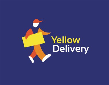 Soyut vektör teslimat adam logo simge kavramı. Marka ve kurumsal tasarım logo şablonu