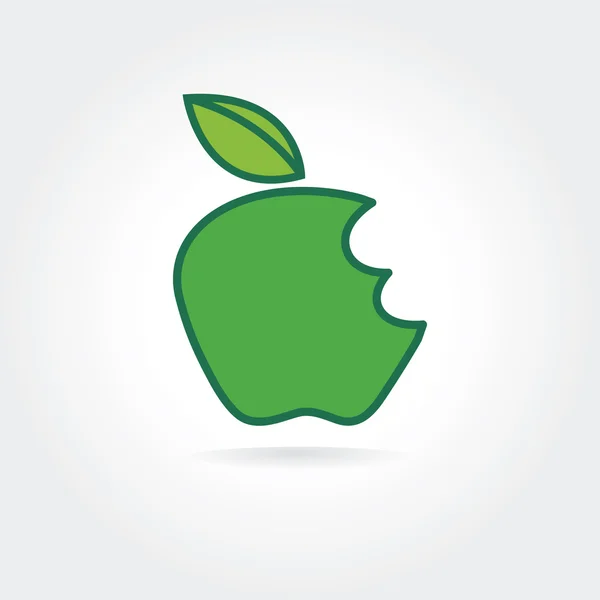 Astratto concetto di icona vettoriale mela verde morso. Modello di logo per il marchio e il design aziendale — Vettoriale Stock