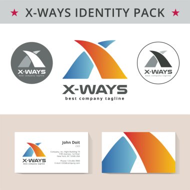 Abstract letter X identity pack vector concept. Logo, vizit cards and other id blanks. Good for company branding set. clipart