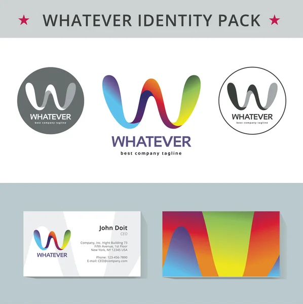Résumé lettre W identité pack concept vectoriel. Logo, cartes de vizit et autres blancs d'identification. Bon pour l'ensemble de marque d'entreprise . — Image vectorielle