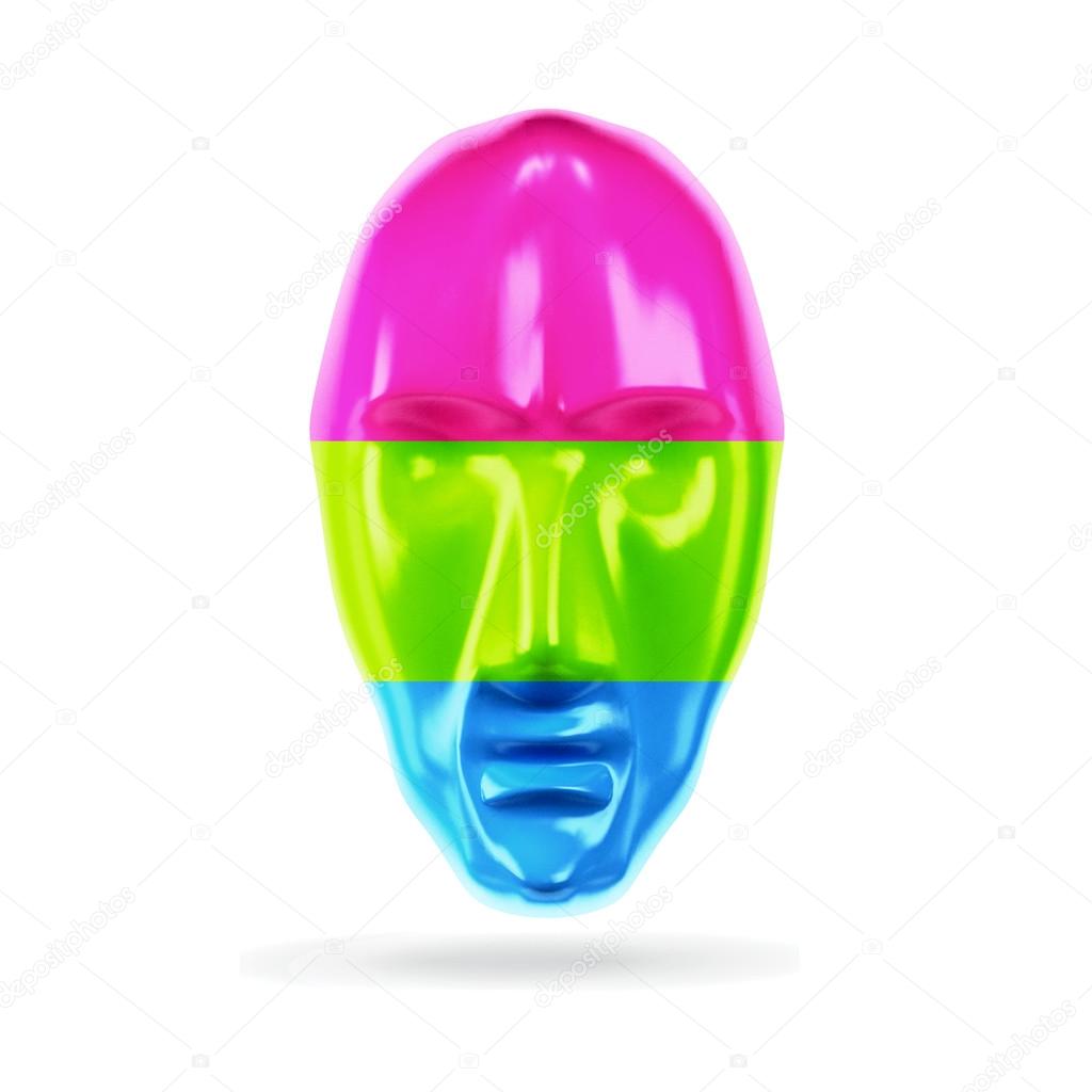 Abstract 3d colored head like face mask logo icon concept. Similar to totami.