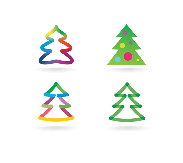 Abstract vector xmas tree icon set concept. Logotype template for branding and corporate design — Stock Vector