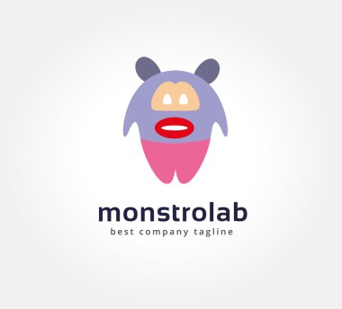 Abstract cartoon monster logo icon concept. Logotype template for branding and corporate design