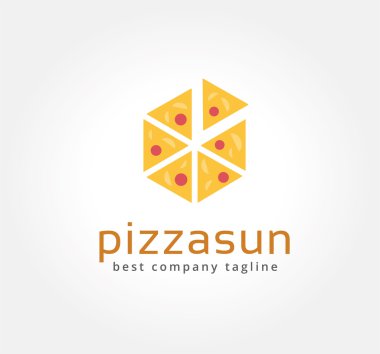 Soyut pizza logo simge kavramı. Marka ve kurumsal tasarım logo şablonu