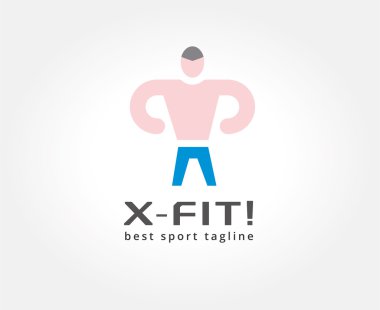 Soyut fitness adam logo simge kavramı. Marka ve kurumsal tasarım logo şablonu