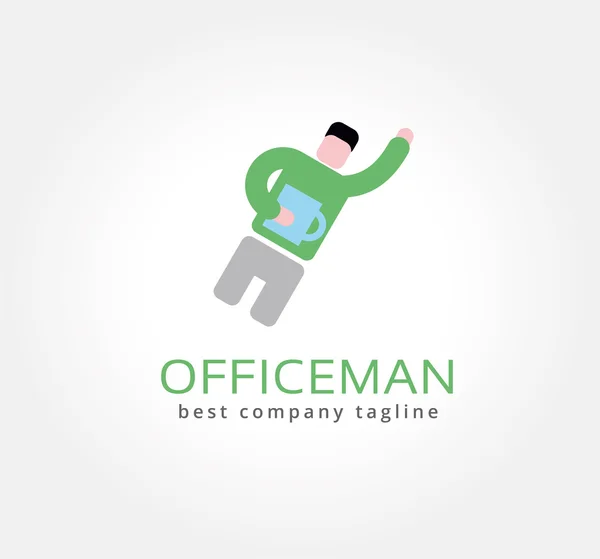 Hombre de oficina abstracto con concepto de icono de la taza de café logotipo. Plantilla Logotype para branding y diseño corporativo — Foto de Stock