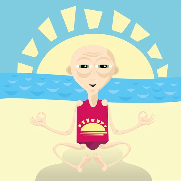 Abstrakte Illustration eines Yoga-Mannes am Strand — Stockfoto