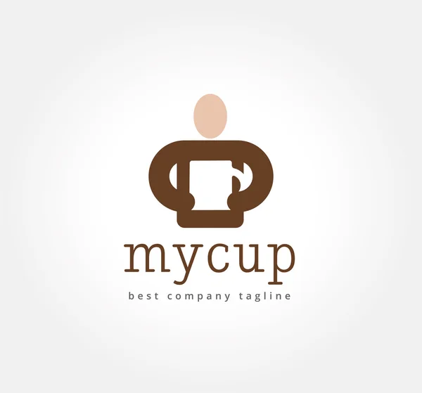 Kahve Kupası vektör logo simge kavramı soyut adamla. Marka ve kurumsal tasarım logo şablonu — Stok Vektör